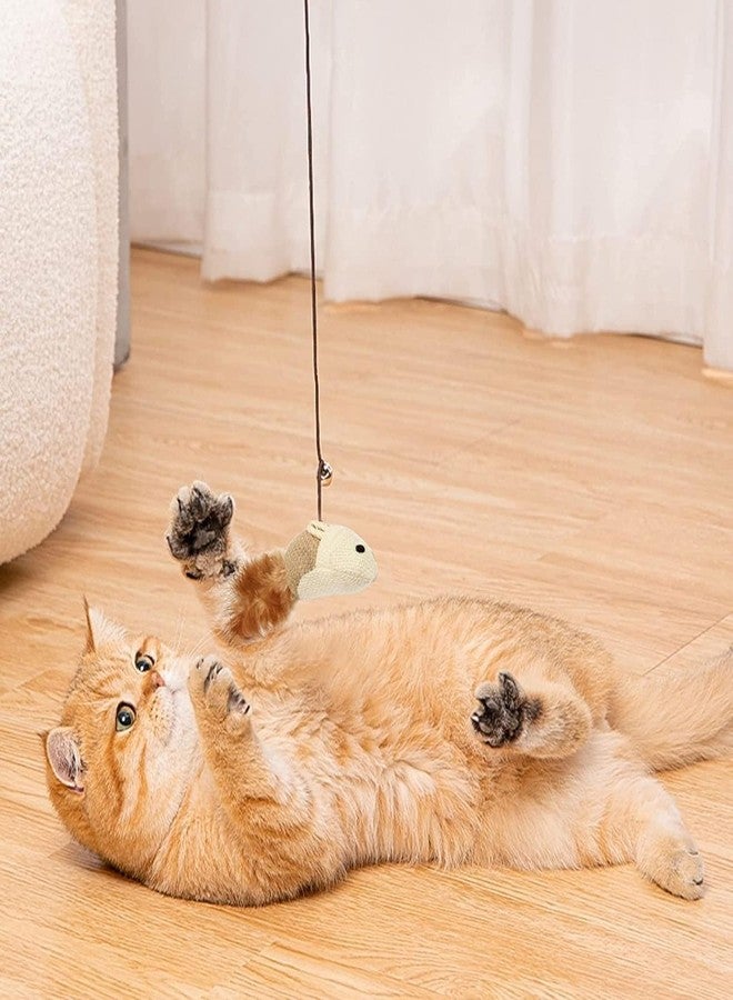 PET FUN لعبة عصا ريش القطط التفاعلية المصنوعة من الخشب الطبيعي من بيت فن® مع جرس على شكل فأر - عصا صيد بطول 18 بوصة لتدريب القطط الصغيرة على الصيد واللعب في الأماكن المغلقة - Image 4